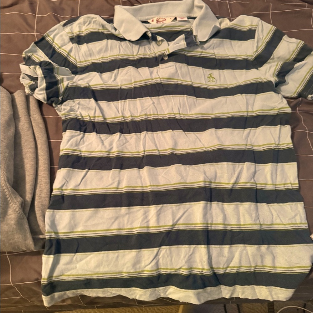 Navy/Green Penguin polo shirt EUC XL